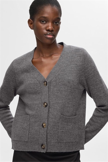 Lana Knit cardigan, Medium grey melange